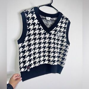 Universal Studios Felix The Cat black and white houndstooth knit sweater vest